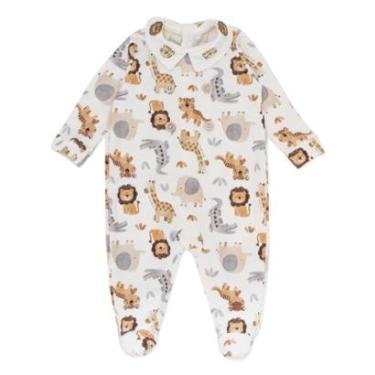 Imagem de Macacão Bebê Menino Safari Gola Padre Bordada Mini & Co-Masculino