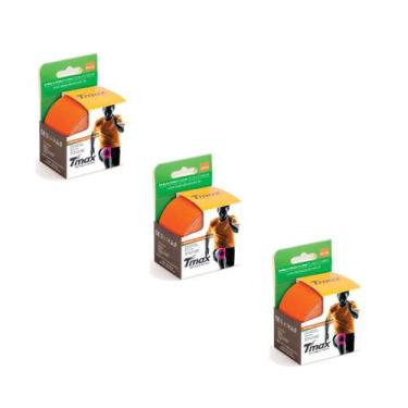 Imagem de KIT 03 Rolos de Bandagem Elástica Adesiva Tmax 5cm x 5m, Laranja