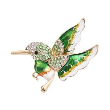 Imagem de Broche Unissex Feminino De Beija-flor Com Strass, Alfinete De Vidro Em