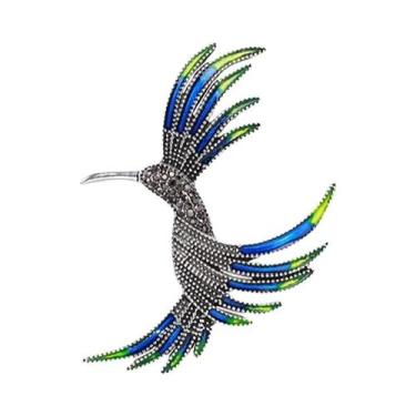 Imagem de Broche Unissex Feminino De Beija-flor Com Strass, Alfinete De Vidro Em