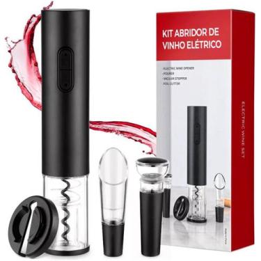 Imagem de Kit Abridor de Vinho Elétrico Tira Rolhas Garrafa - Casita