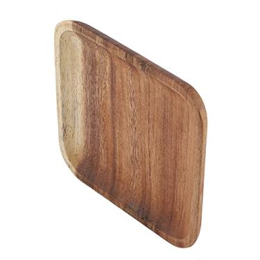 Imagem de Travessa de servir de madeira Prato de sushi, bandeja quadrada, salgadinhos de frutas para sobremesas de salada(20 * 20 * 2 cm)