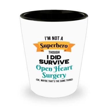 Imagem de Vidro de shot sobrevivente de cirurgia cardíaca aberta - Presentes de sobrevivência de coração aberto - Copo de cerâmica engraçado