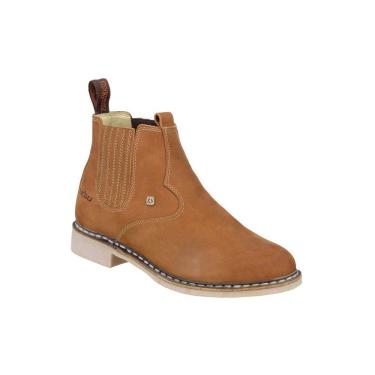 Imagem de Botina Masculina Vira Francesa Costurada a Mão Couro Zebu 64010 Bico Redondo