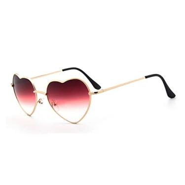 Imagem de fashion Heart Shaped Sunglasses women metal clear red lens glasses Fashion heart sun glasses Mirror oculos de sol,4,China