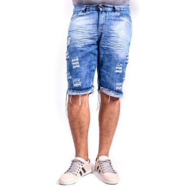 Imagem de Bernuda Jeans Masculina Destroyed Skinny Com Lycra - Memorize Jeans -