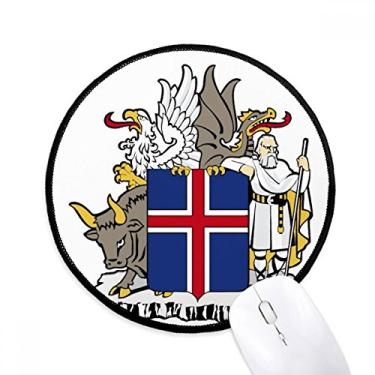 Imagem de DIYthinker Tapete de mouse com emblema nacional da Islândia da Europa para mesa de escritório tapete redondo para computador