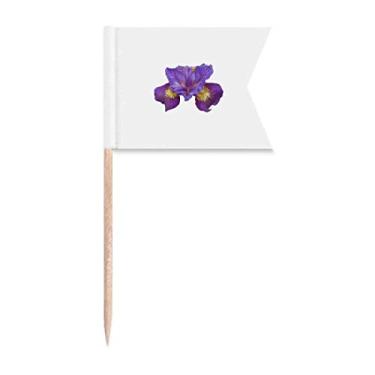 Imagem de Bandeiras de palito de dente de orquídea roxa, marcação de rotulagem para bolo de festa, prato de queijo