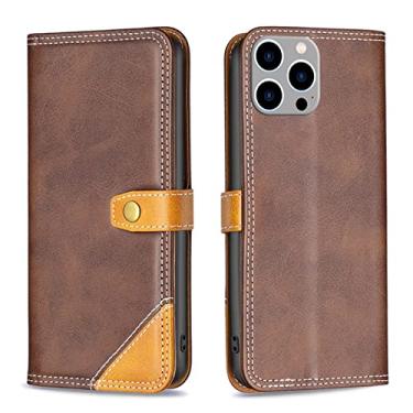 Imagem de YINGDAFENG Capa carteira para iPhone 14/14 Pro/14 Plus/14 Pro Max, capa interna de TPU à prova de choque de couro PU macio com compartimentos para cartões, ímã forte, capa protetora de suporte, marrom, 14pro max 6,7 polegadas