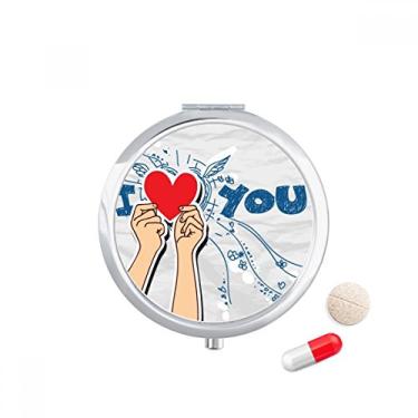 Imagem de Holding Heart Sign I Love You Valentine caixa de armazenamento de medicamentos dispensador de comprimidos