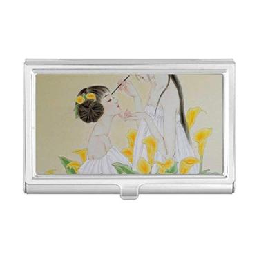 Imagem de Beauty with Flower – Porta-cartões de visita em aquarela chinesa