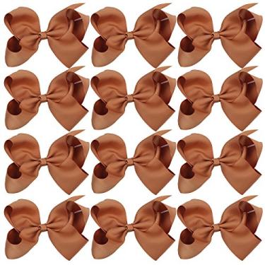 Imagem de Presilhas de cabelo para meninas de 10 cm para meninas, 12 peças, cor sólida (caramelo)