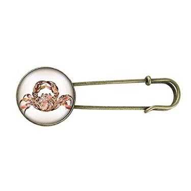 Imagem de Broche de metal retrô com estampa de caranguejo e organismo marinho