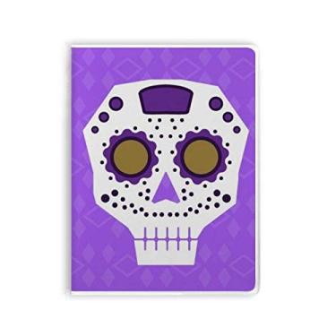 Imagem de Caderno de ilustração de cultura de caveira olhos roxos em forma de flor capa de goma diário capa macia