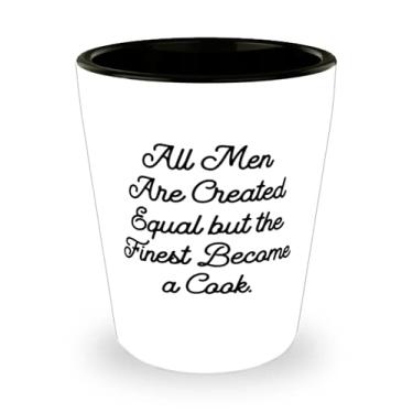 Imagem de Copo de shot Gag Cook, todos os homens são criados iguais, mas os melhores se tornam, para colegas de trabalho, presente de amigos, copo de cerâmica para cozinheiro
