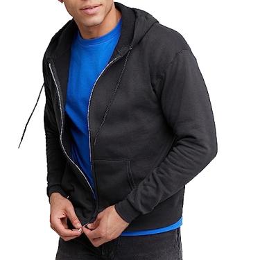 Imagem de Moletom masculino Hanes com capuz e zíper EcoSmart, Preto, Large