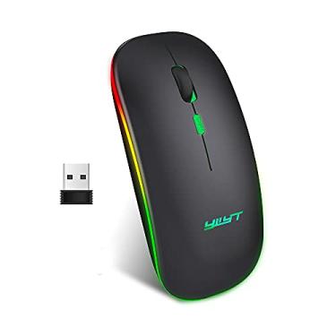 Imagem de ERYUE 2.4G Wireless Mouse Slim Mouse recarregável Operação silenciosa 3 Níveis DPI Ajustáveis Breathing Light, Black