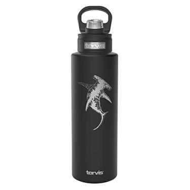 Imagem de Tervis Hammerhead Strike gravado em ônix Shadow copo isolado com paredes triplas, garrafa de boca larga de 1,13 ml, aço inoxidável