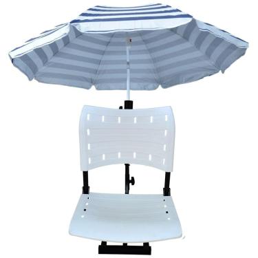 Imagem de Cadeira Para Barco Giratória  Prática Dobrável Com Suporte De Guarda Sol Branca