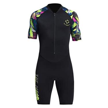 Imagem de Roupa de mergulho masculina curta de neoprene de 1,5 mm, roupa de mergulho para mergulho, uma peça, short Rash Guard, natação, mergulho, snorkel, surfe, roupa de mergulho GG