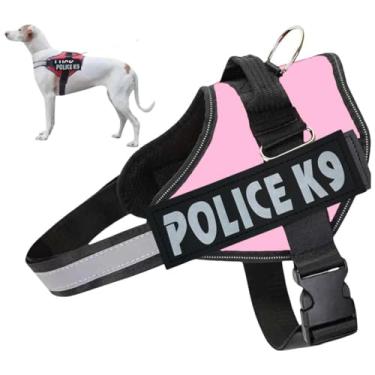 Imagem de Coleira Peitoral Para Cachorro Porte Pequeno Médio e Grande Colete Confortável Policia K9 (Rosa Claro, GG)