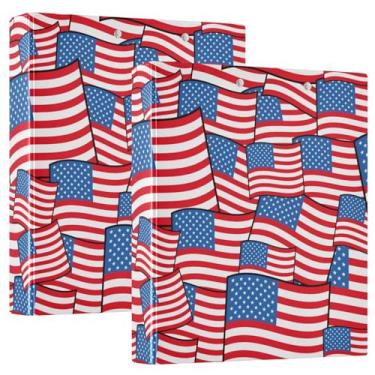 Imagem de Fichários de caderno de 3 anéis, fichários de caderno de 2,5 cm e meia com bolsos internos, pacote com 1/2 suprimento escolar, 200 folhas, bandeira americana