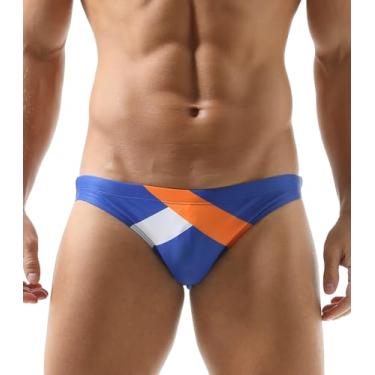 Imagem de Biquíni masculino sexy, listrado, diagonal, arco-íris, listrado, colorido, listrado, 1 azul, G