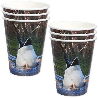 Imagem de Havercamp Copos de festa Pato Mallard (32 xícaras)! Copos de papel pesados de 340 g. Bonito, autêntico design de pato "Bottoms Up". Para aposentadoria, aniversários, churrascos