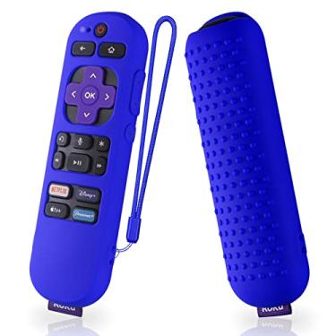 Imagem de AKSHFETH Capa de silicone para o controle remoto de voz Express 4K+ RCA1R, capa do controle remoto de voz RC-GZ1 Streaming Stick 4K, capa de silicone com cordão (azul)