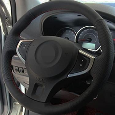 Imagem de DYBANP Capa de volante, para Renault Koleos 2009-2014, capa de volante de couro preto costurada à mão DIY