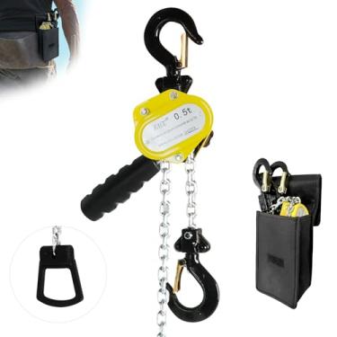 Imagem de Toriexon Mini extrator de corrente de alavanca manual de 499 kg, capacidade de 1/2 tonelada, corrente portátil com 3 metros, elevação G80, talha de alavanca de catraca com gancho