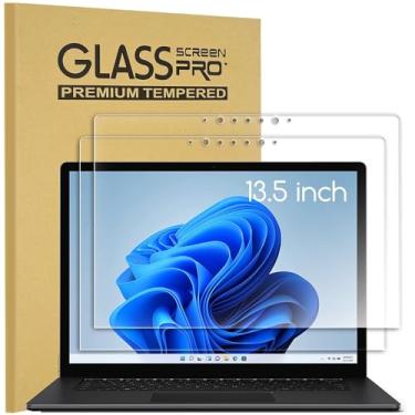 Imagem de Pacote com 2 protetores de tela de vidro temperado compatíveis com Microsoft Surface Laptop 6 13,5 polegadas / Surface Laptop 5/4/3 (13,5 polegadas), ultratransparente, dureza 9H, resistente a