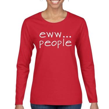 Imagem de Eww... Camiseta feminina manga longa engraçada anti-social humor humanos sugam introvertido anti social clube sarcástico geek, Vermelho, G