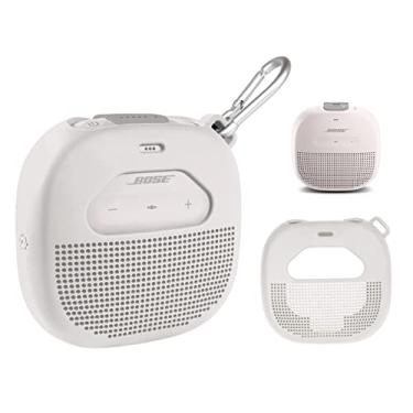 Imagem de Capa protetora para alto-falante Bose SoundLink Micro Bluetooth da WGear, design em destaque com bolso de malha para cabo e outros acessórios, alça elástica para proteger o dispositivo (fumaça branca)