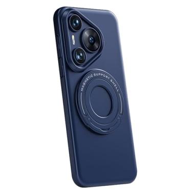 Imagem de POYUFRG Capa azul, 70 Ultra, fina para Huawei Pura 70 Ultra/70 Pro/70 Pro+/70, proteção para lente da câmera, suporte magnético invisível à prova de quedas