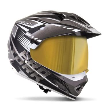 Imagem de CAPACETE FECHADO PRO TORK TH1 VISION ADVENTURE PRATA - BRANCO TAM. 60 VIS. DOURADA