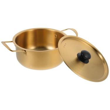 Imagem de Grandes potes para cozinhar macarrão instantâneo panelas sopa dourado aço inoxidável camarão ferver, 28X20X9CM