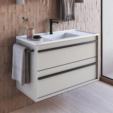 Imagem de Gabinete de Banheiro Suspenso 80cm com 1 Toalheiro 1 Porta e 1gaveta com Lavatório Arenas