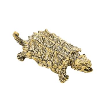 Imagem de Ｂｅｓｇａ Jacaré Tartaruga Estalando Figura Latão Ornamento Desktop Decoração para Casa Presente Artesanato Animal Figura Tartaruga Estátua para Mesa de Chá