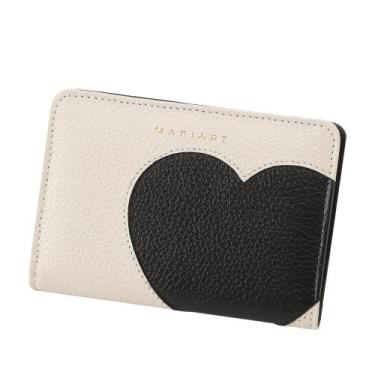 Imagem de Carteira de Couro Mariart 669 - Love, Love & Love, Off white, Preto