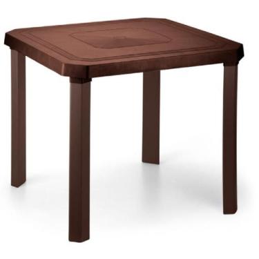 Imagem de Mesa Quadrada Resistente Desmontável 80 Cm Marron Plástica - Injeplast