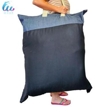 Imagem de Bolsa Sacolão Jeans Sacola Grande Grossa Resistente Sacoleiro Mudança 