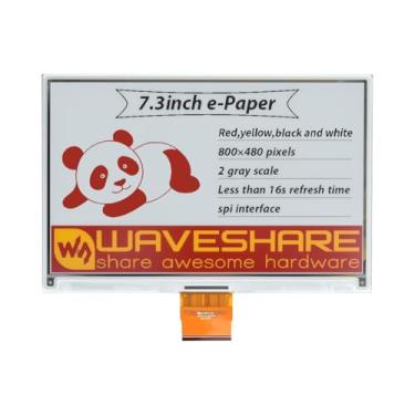 Imagem de Waveshare 7.3inch e-Paper (G) Raw Display Compatible with Raspberry Pi 4B/3B+/3B/2B/B+/A+/Zero/Zero W/WH/Zero 2W 800 × 480 Resolution SPI Interface Red/Yellow/Black/White Supports Jetson Nano