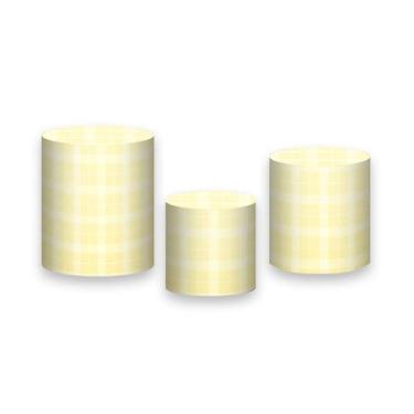 Imagem de Trio de Capas de Cilindro - Xadrez Degradê Amarelo Suave 027 - Via Cor