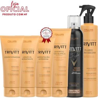Imagem de Kit Home Care Trivitt com Hidratação + Leave In + Fluido Escova + Bril