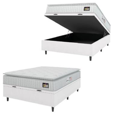 Imagem de Cama Box Casal Colchão Espuma D33 Pillow Top Van Gogh 138x188x62cm Branco Hellen – Suporta Até 120 Kg Por Pessoa (CASAL, C/BAÚ)