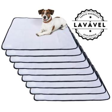 Imagem de Kit com 9 Fraldas de Câes p/Chão 100x70 Branco com borda Preta 200 Lav