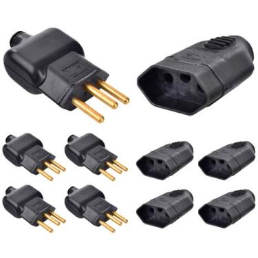 Imagem de Kit 5 Plug Pino Macho 20a 2P+T com 5 Tomada Fêmea 20a 2P+T - Ilumi