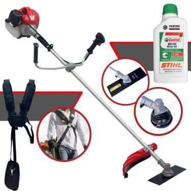Imagem de Cortador de Grama Anmax CG430-P TB À Gasolina 2HP 43cc 9.000rpm Motor 2T Roçadeira Lateral Com Lâmina 2 Pontas e Carretel de Nylon + ÓLEO STIHL 2T