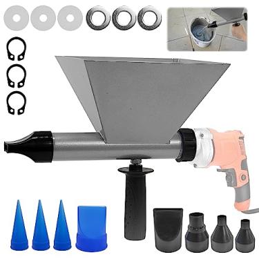 Imagem de Pistola de argamassa elétrica, máquina portátil de rejunte de cimento, ferramenta de acabamento aplicador de calafetagem sem fio reutilizável com 8 bocais (sem furadeira elétrica) (1)